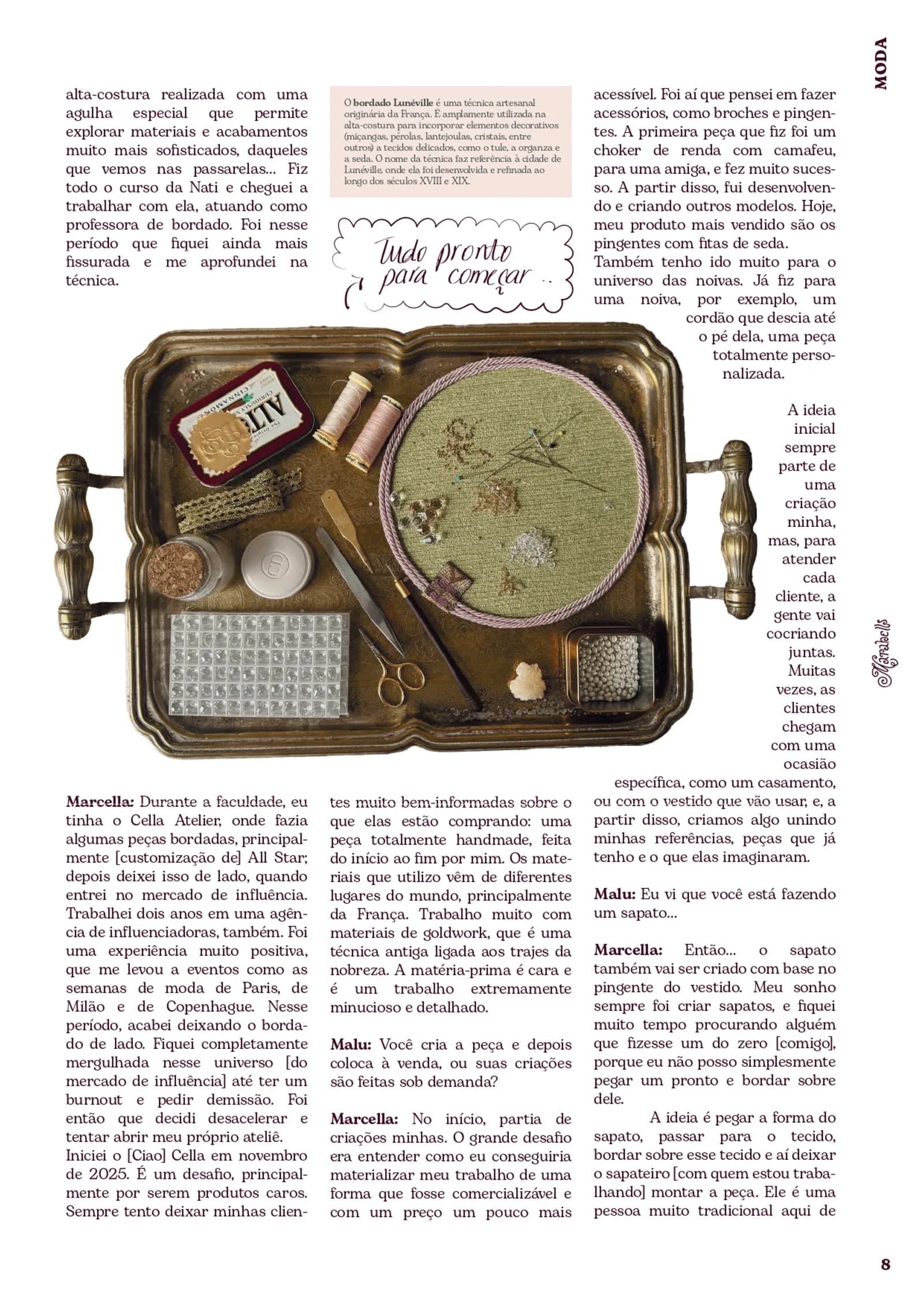 Página do miolo impresso da revista Marabells